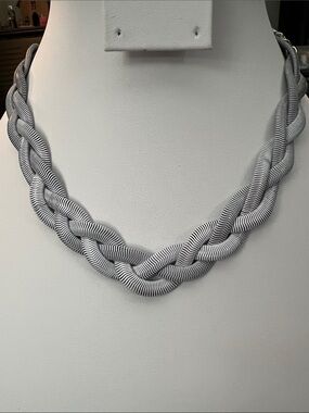 Paparazzi Braided Necklace - White dipped and Silvertone (3 braided)